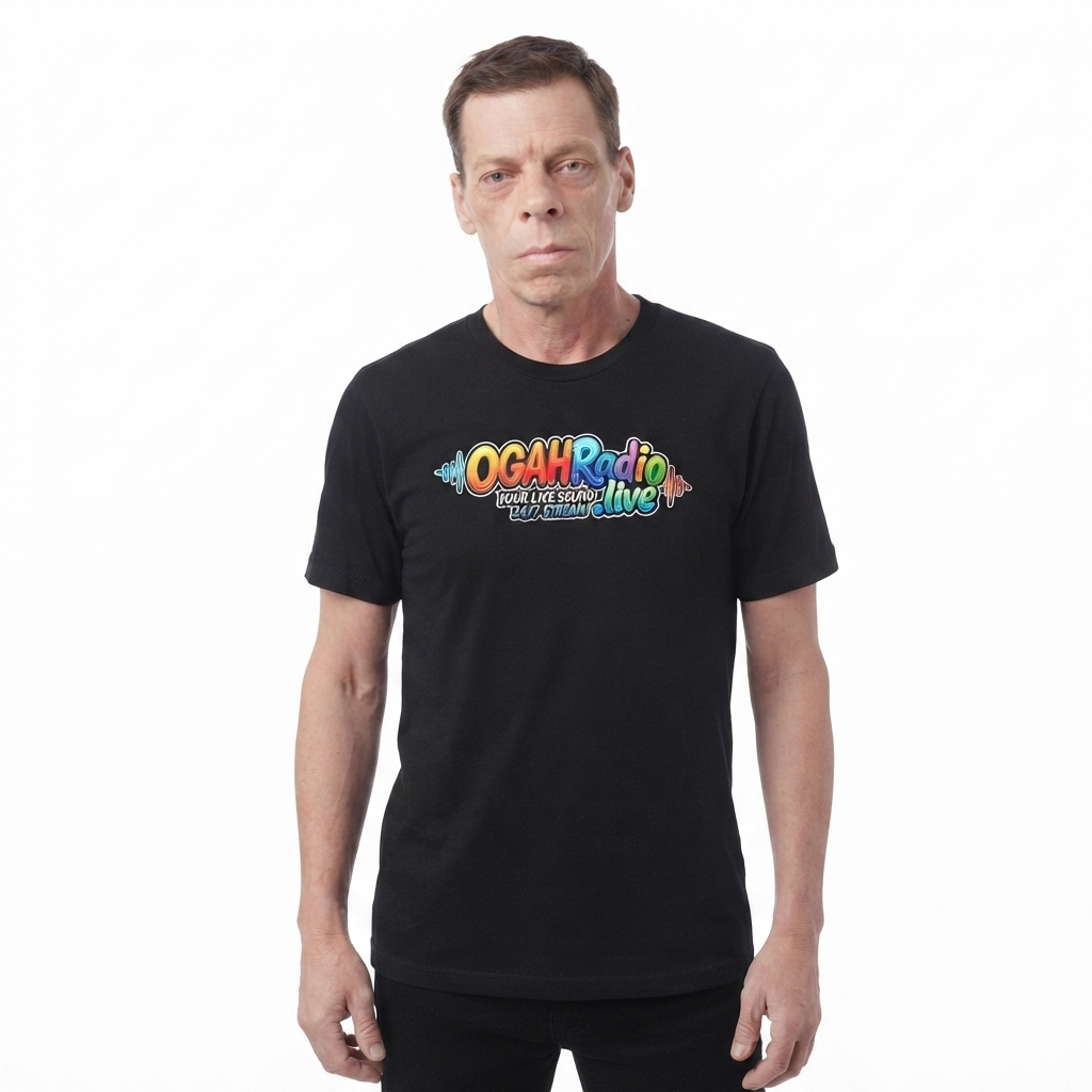 OGAHRADIO.live - Your Live Sound 24/7 Stream Black Tee - Image 4