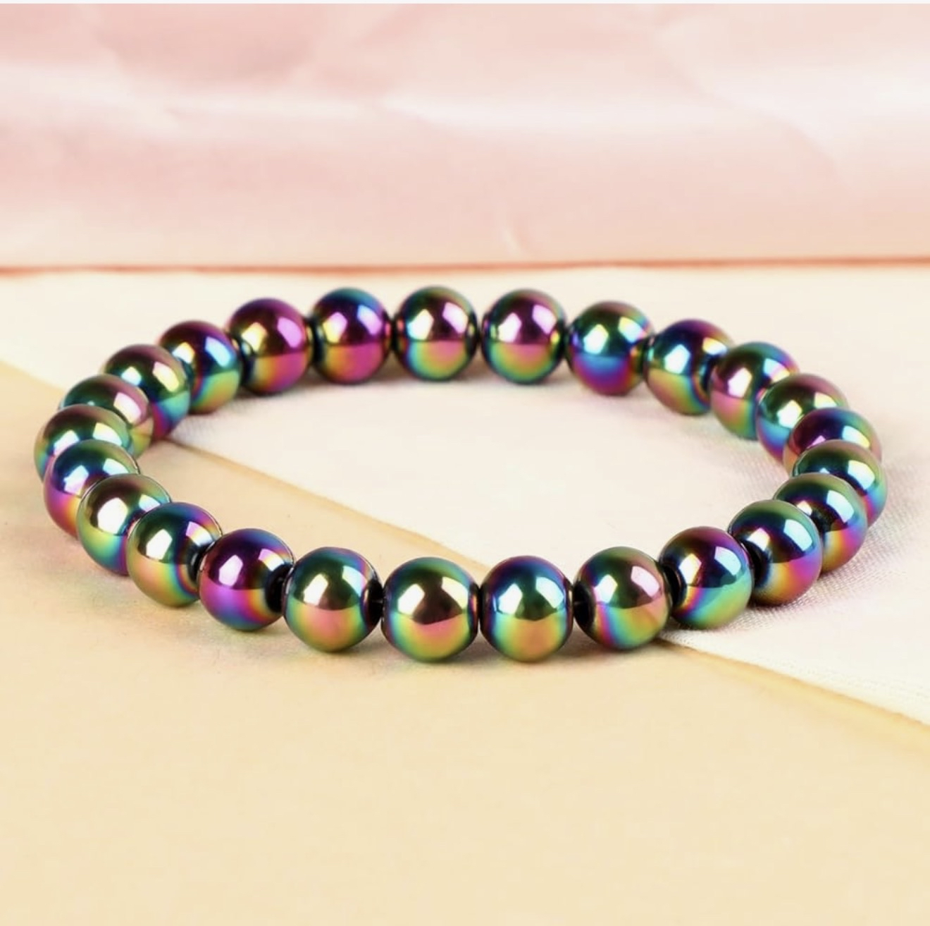 Rainbow Hematite Crystal Bracelet. 8mm - Image 3