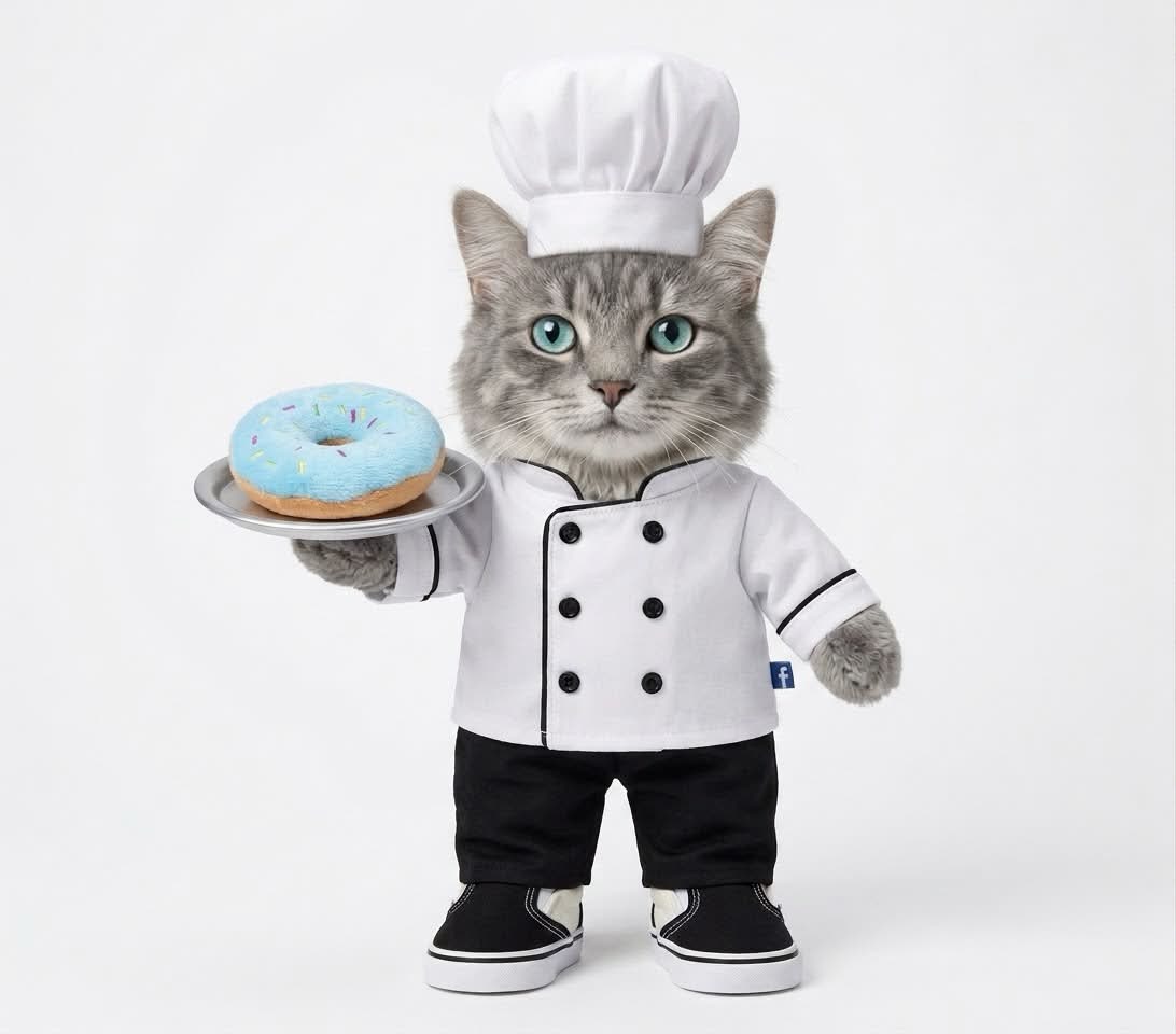 Caddy Cafe - Plush Blue Squeaky Donut Toy Dog/Cat - Image 3