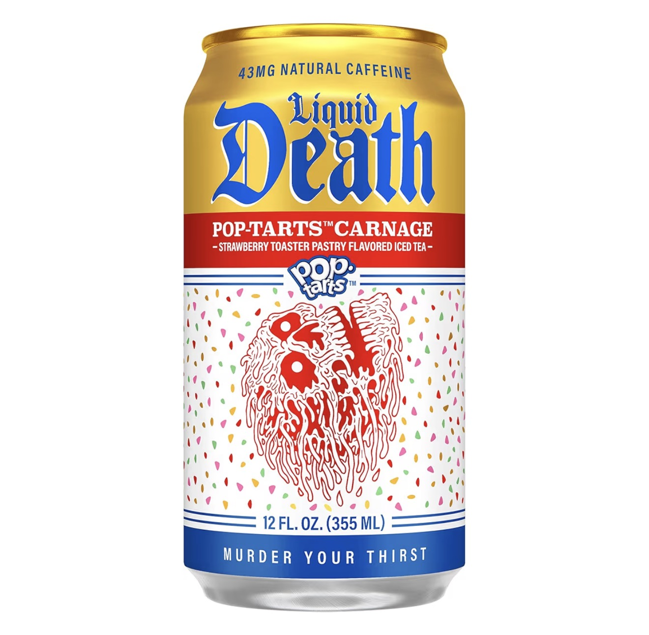 Liquid Death - Iced Tea, Pop-Tarts™ Carnage (Pop-Tarts® Frosted Strawberry Toaster Pastry Flavored Black Tea - Image 4