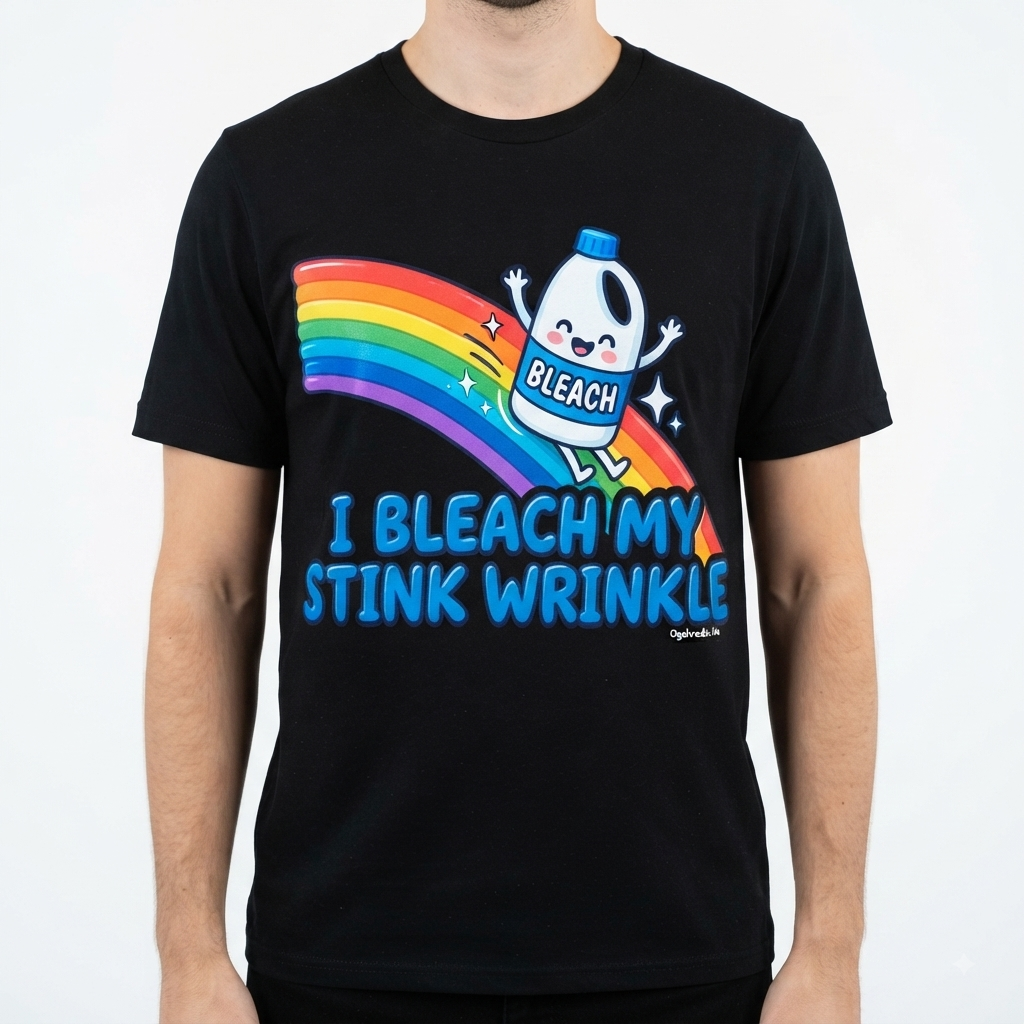 I BLEACH MY STINK WRINKLE TEE (By CaddyMeng) from ThisIsNotOkShirts S-5XL - Image 2