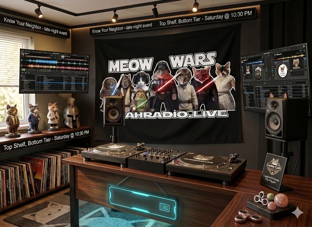 OGAHRADIO.live - Meow Wars Tapestry Wall Hanging/Flag - Image 4