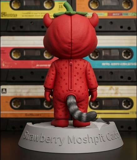 🍓 Strawberry Moshpit Caddy – Cat Figurine - Image 4