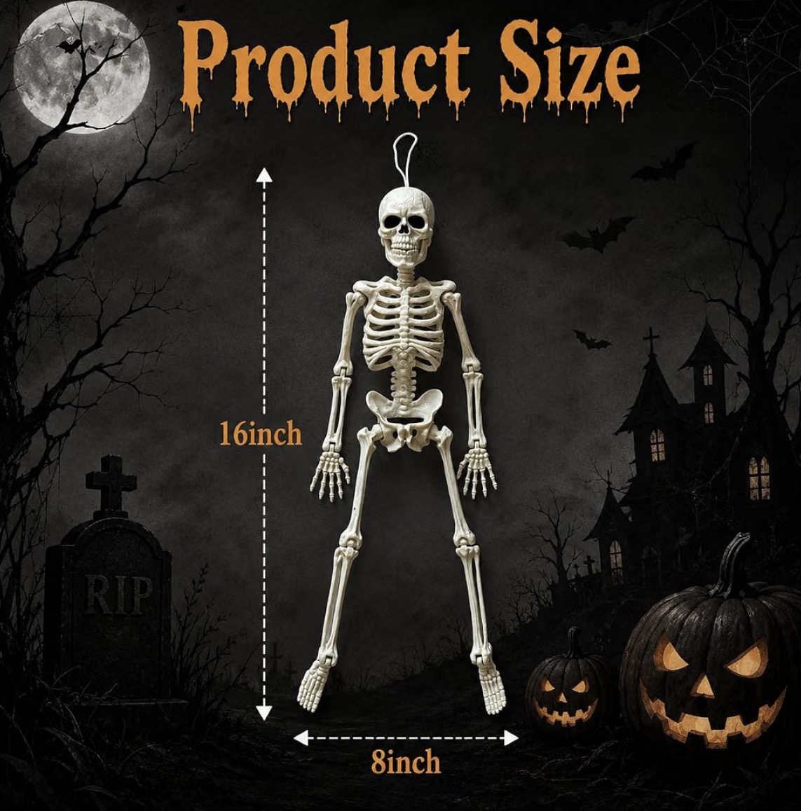 16-Inch Posable Halloween Skeletons (Pack of 2) – Weather-Resistant - Image 4