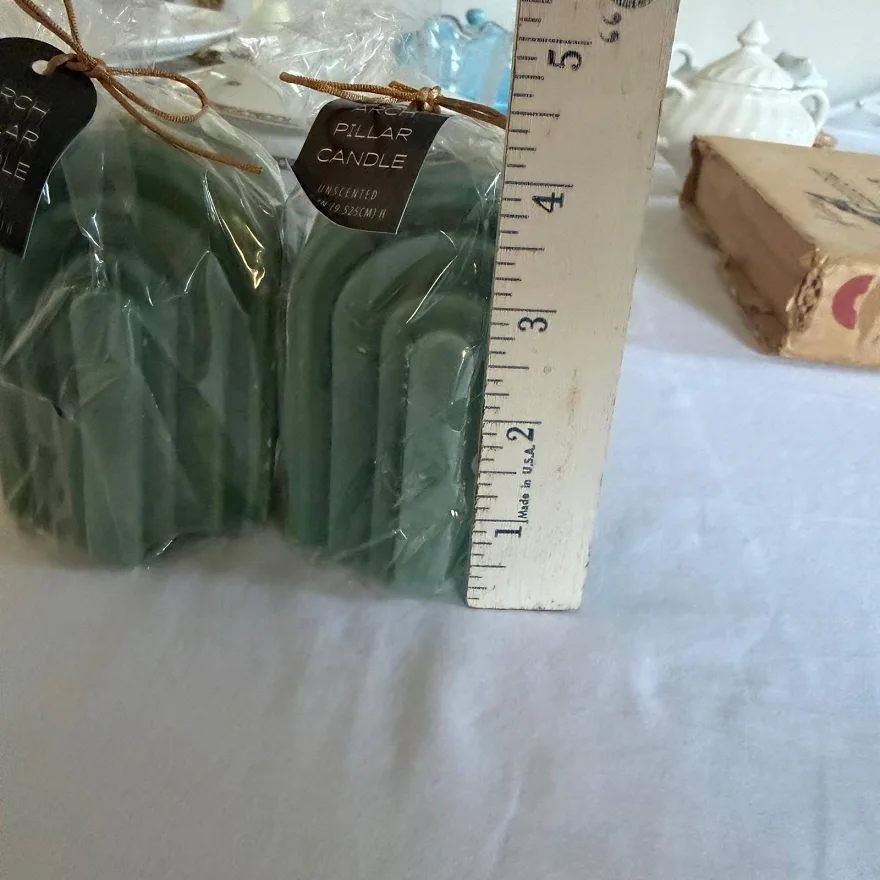 Sage Green Arch Pillar Candle (Unsented) - Image 4