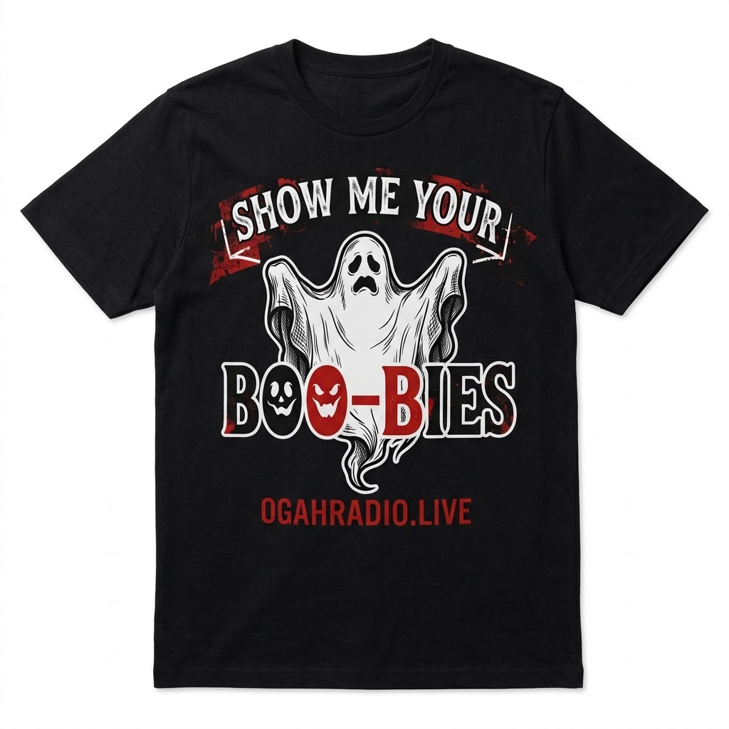 "Show Me Your Boo-Bies" Ghost Graphic Tee | 100% Cotton Unisex T-Shirt (S–5XL) OGAHRADIO BY CADDYMENG (this-is-not-ok.com