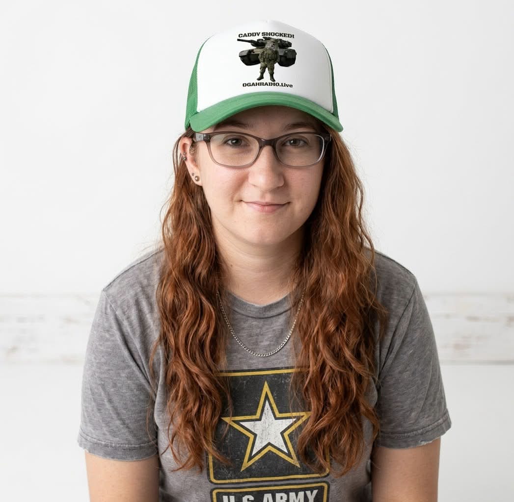 OGAHRADIO.live "Caddy Shocked!" Classic Trucker Hat - Green/White - Image 4