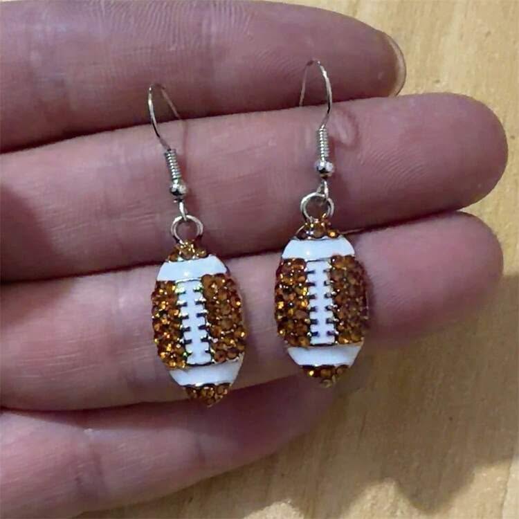 Sparkling Cubic Zirconia Football Damgle Earrings (New) - Image 4