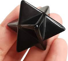 Black Tourmaline Destiny 3 Ghost Merkaba Star  Polished Palm Stone - Image 3