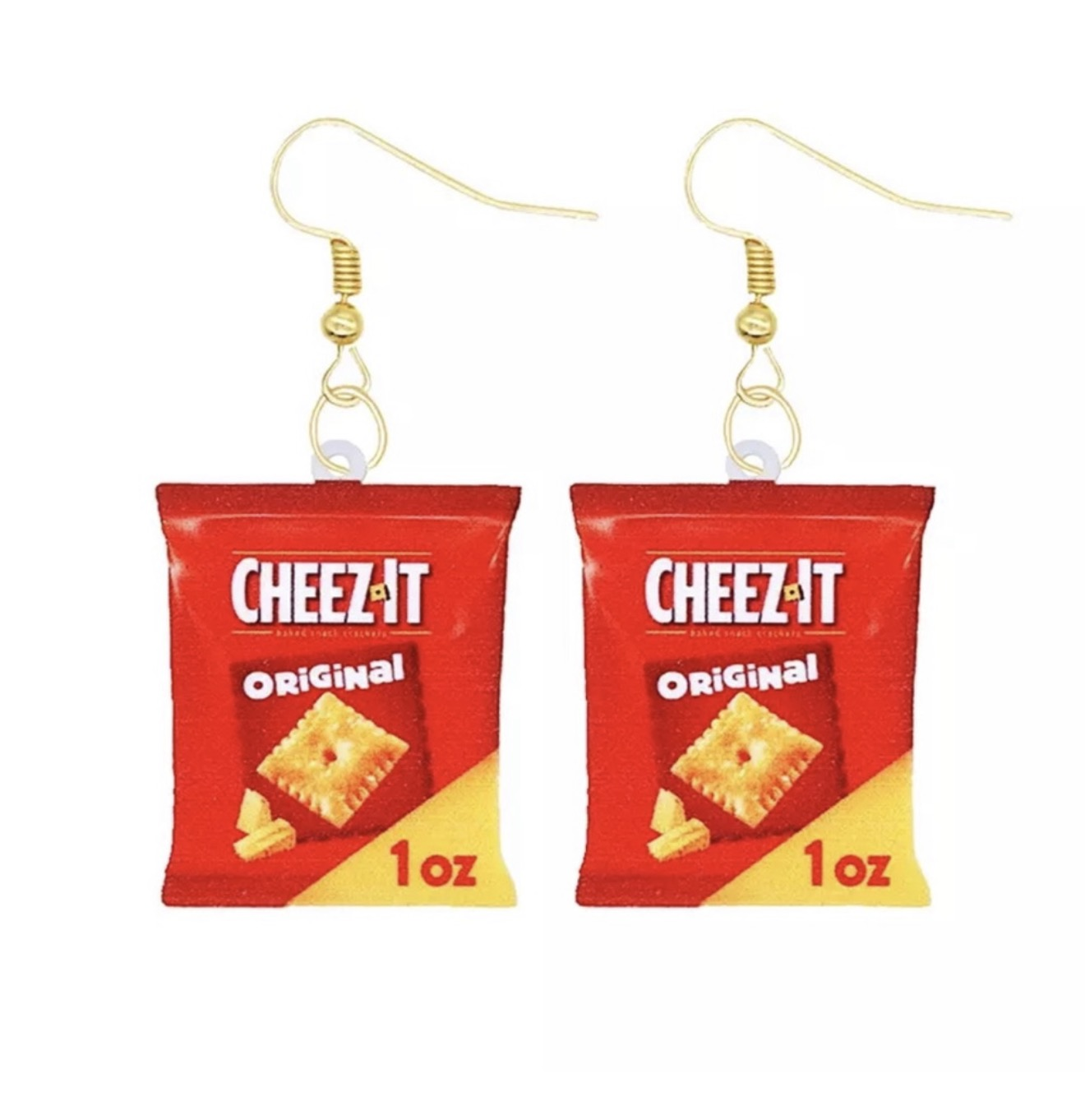 New Handmade Cheez It Crackers Original Junk Food Pop Art Resin Dangle Earrings