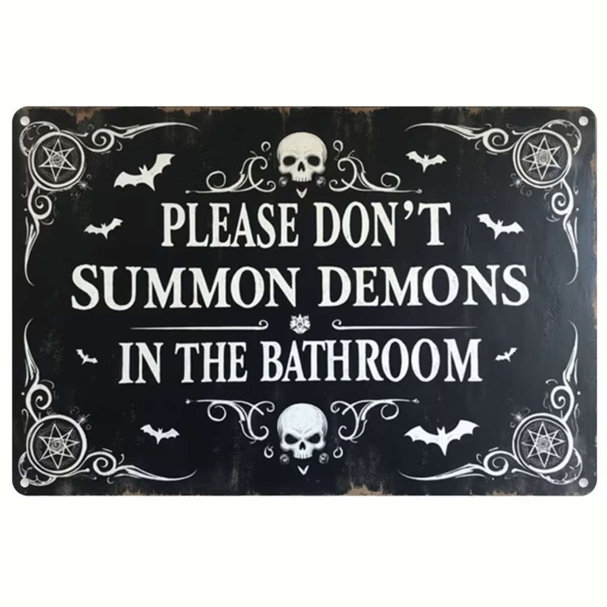 lease Don't Summon Demons in the Bathroom" Wooden Wall Plaque (this-is-not-ok.com) By CaddyMeng