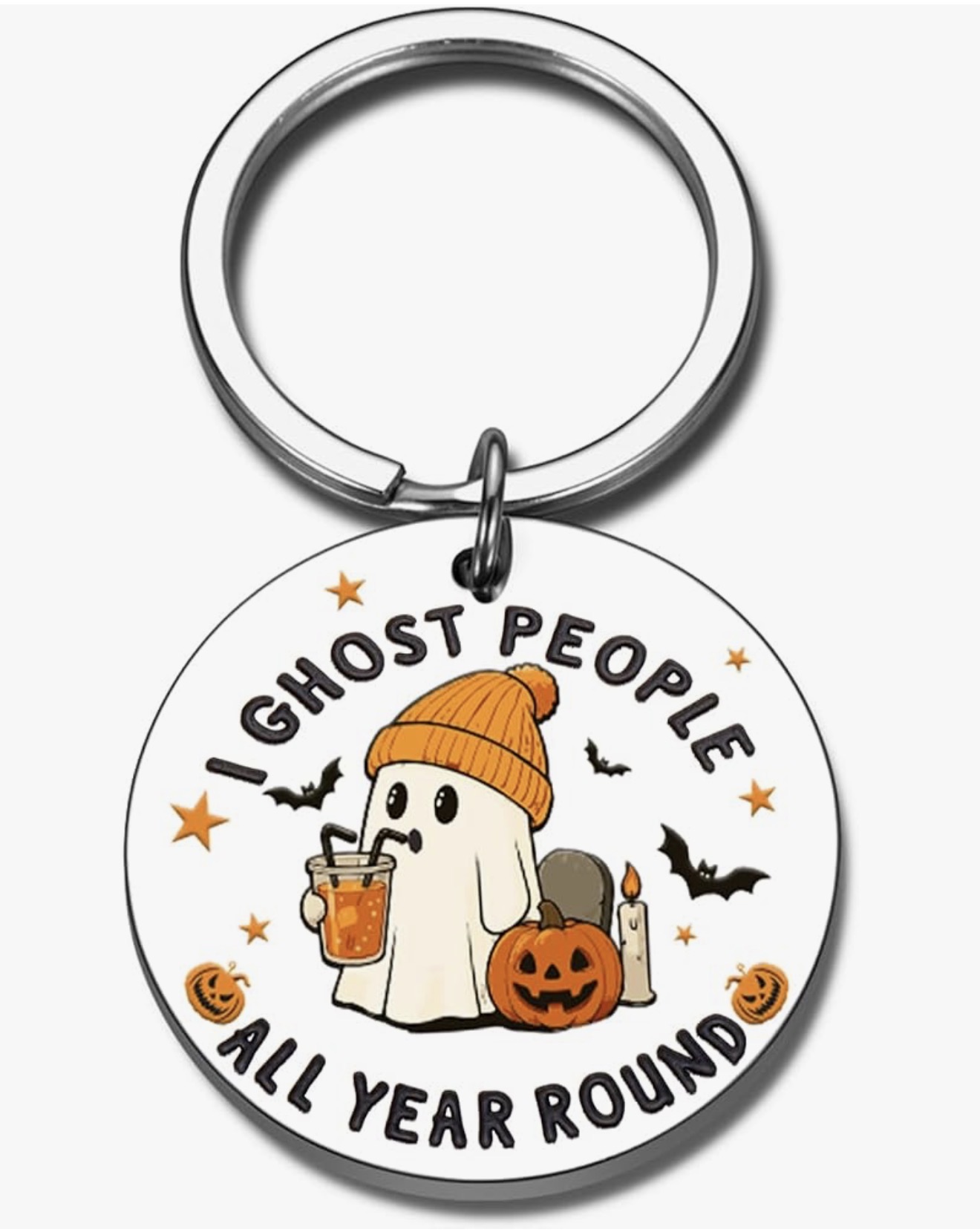"I Ghost People All Year Round" Charm Keychain (CaddyMeng) this-is-not-ok.com