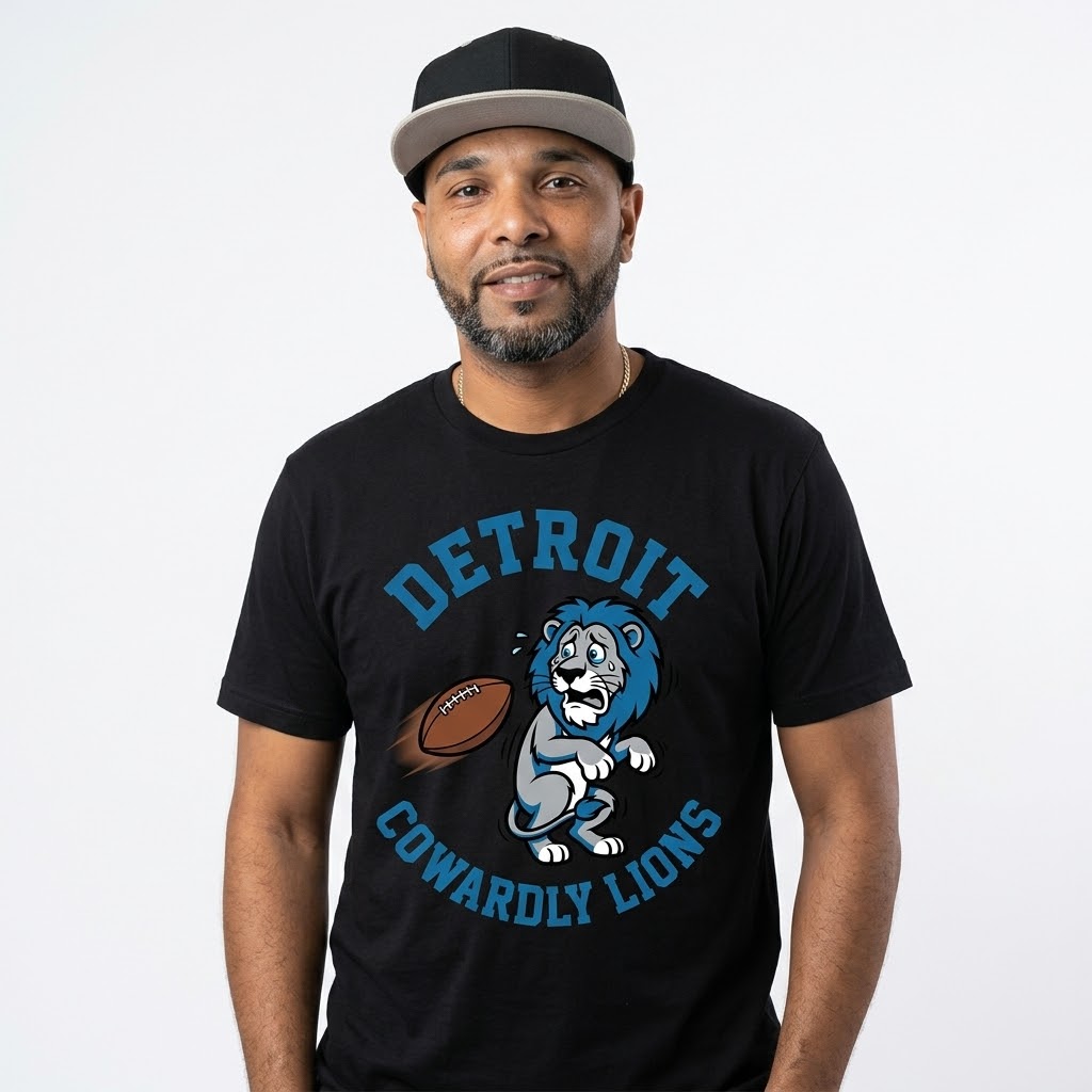 Detroit Cowardly Lions" Graphic Tee (this-is-not-ok.com) By CaddyMeng - Image 4