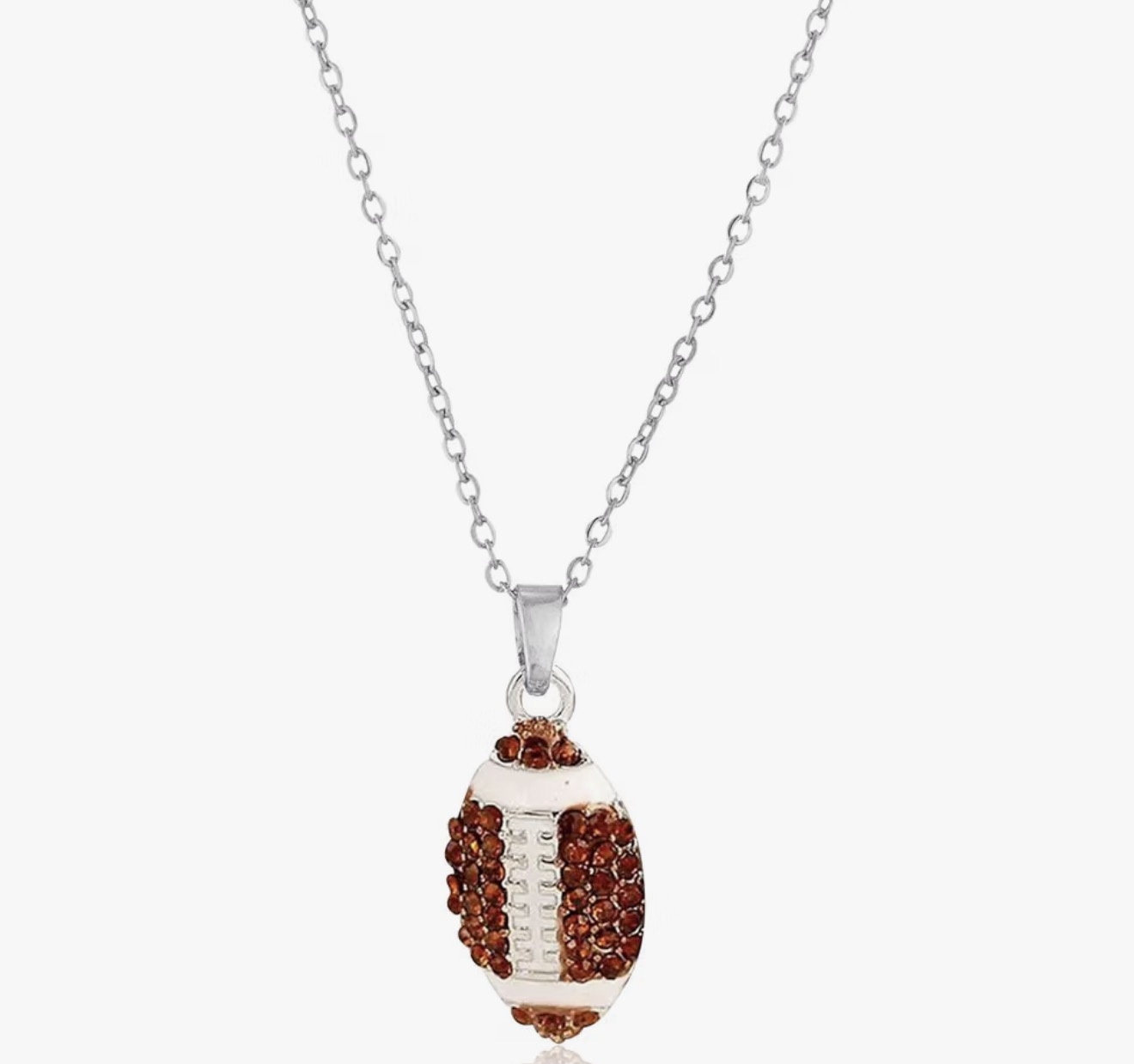 Sparkling Cubic Zirconia Football Pendant Necklace