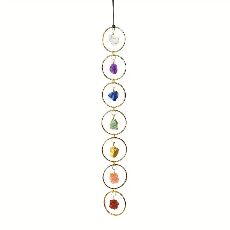 Natural Raw Crystal Stone 7 Chakras Hanging Wall Decor Outside/Inside