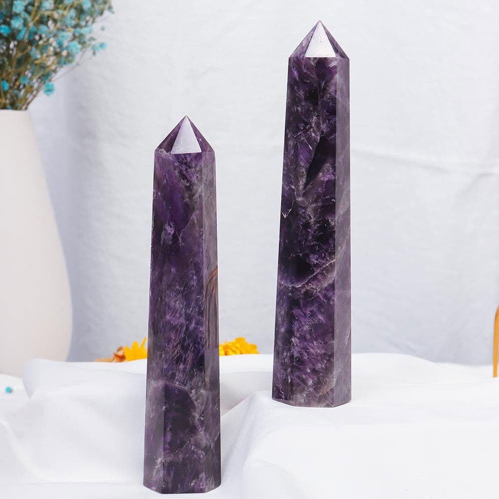 Amethyst Large Crystal Tower Natural Dream 5.9"-6.3" 6 Faceted Single Point - Image 2