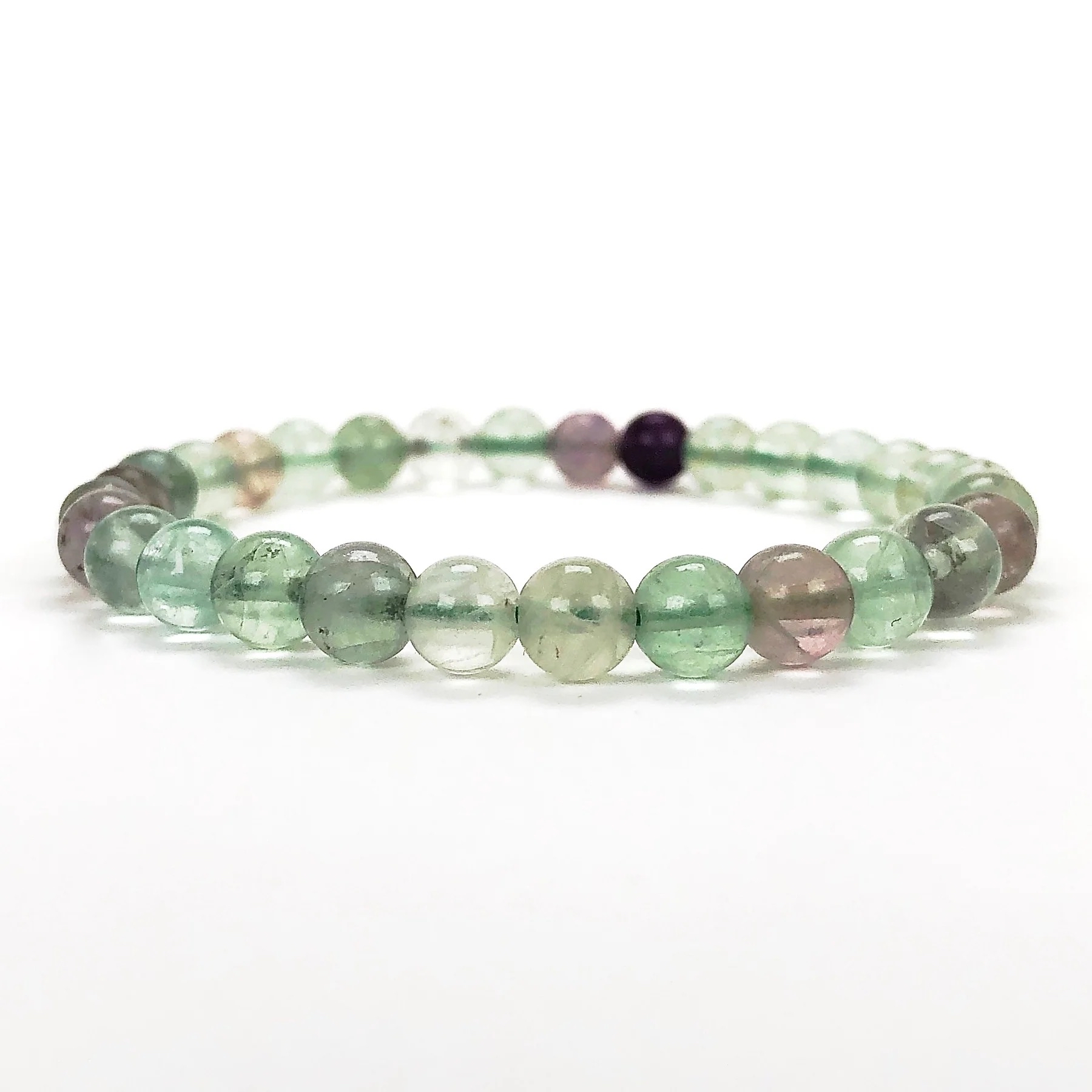 Rainbow Fluorite UV Beaded Stretchy Bracelet, 6mm - Image 2