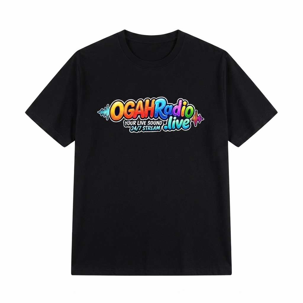 OGAHRADIO.live - Your Live Sound 24/7 Stream Black Tee