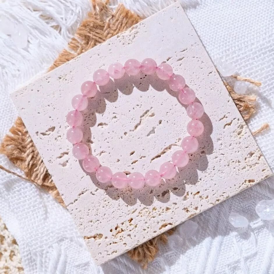 Handmade Rose Quartz Beaded Bracelet - Image 2