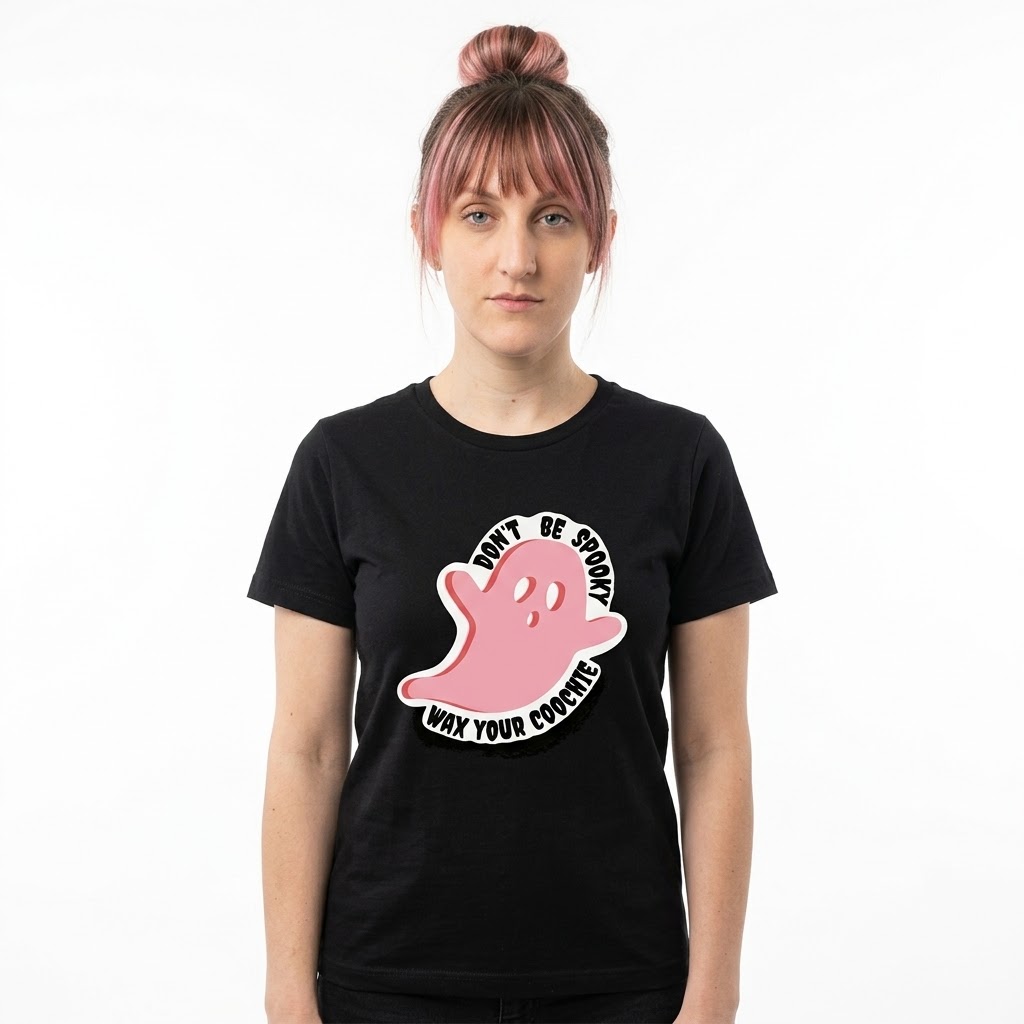 Don’t Be Spooky, Wax Your Coochie" Funny Halloween Graphic Tee By CaddyMeng - Image 4