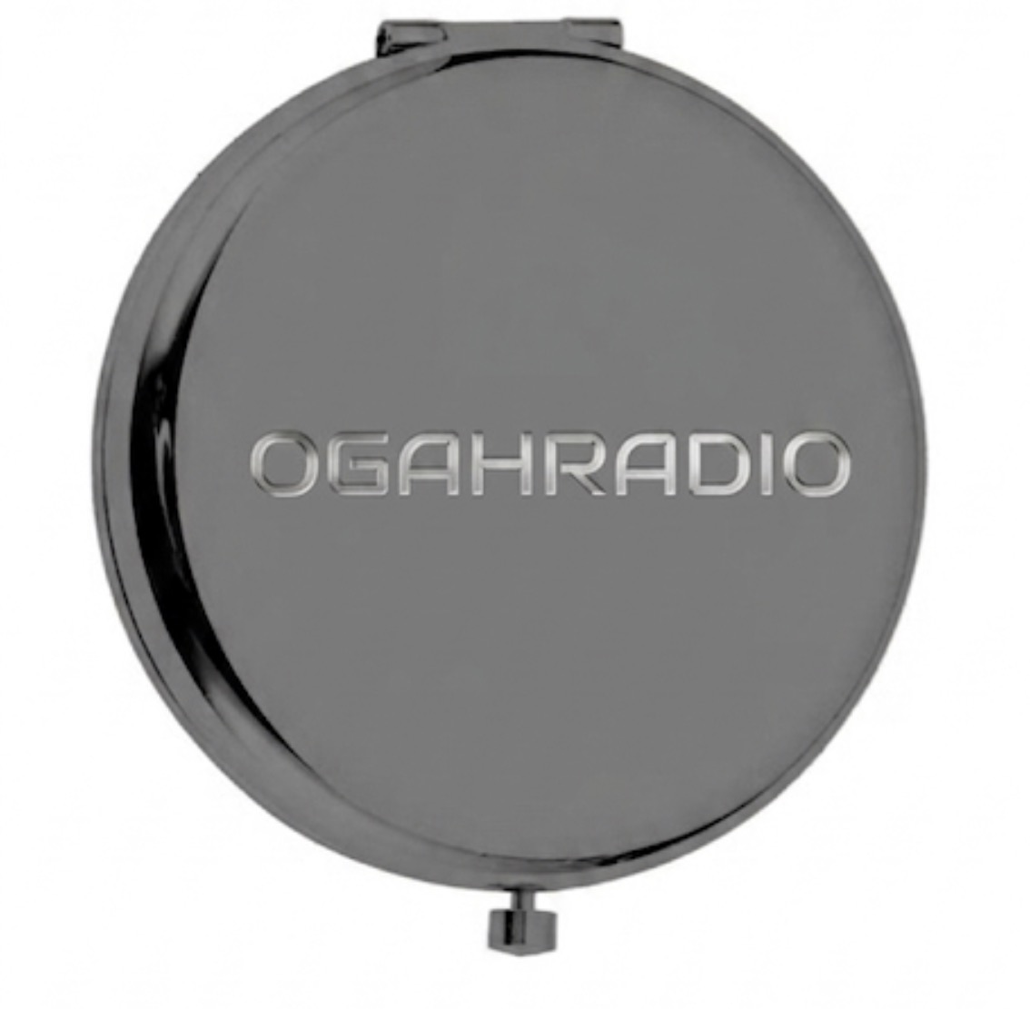 OGAHRADIO Engraved Sleek Gunmetal Compact Mirror