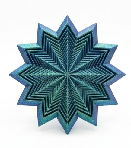 Layered 3D Printed Fidget Star — Set of 4 Designs (Full-Color USA / Primary Yellow / Iridescent Blue-Green / Red Line) - Image 2