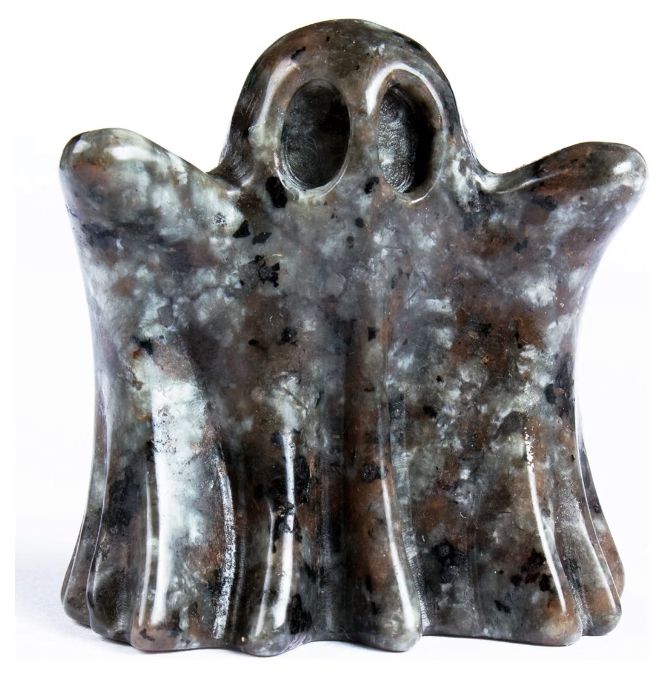 Hand-Carved Yooperlite Ghost Figurine – UV-Reactive Flame Stone Crystal