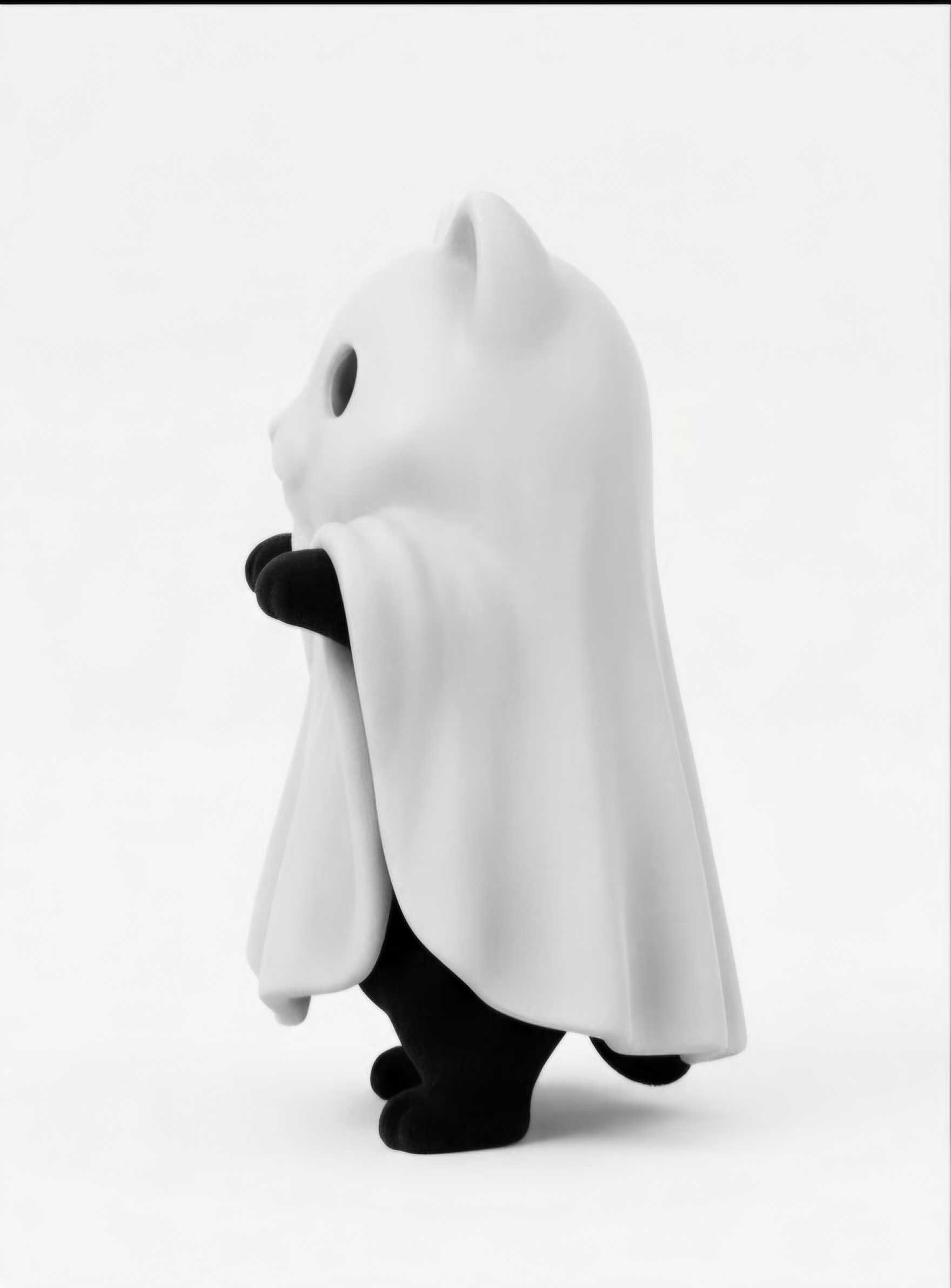 Ghost Cat Figure — Cat in a Sheet Costume, 3D Printed - Image 2