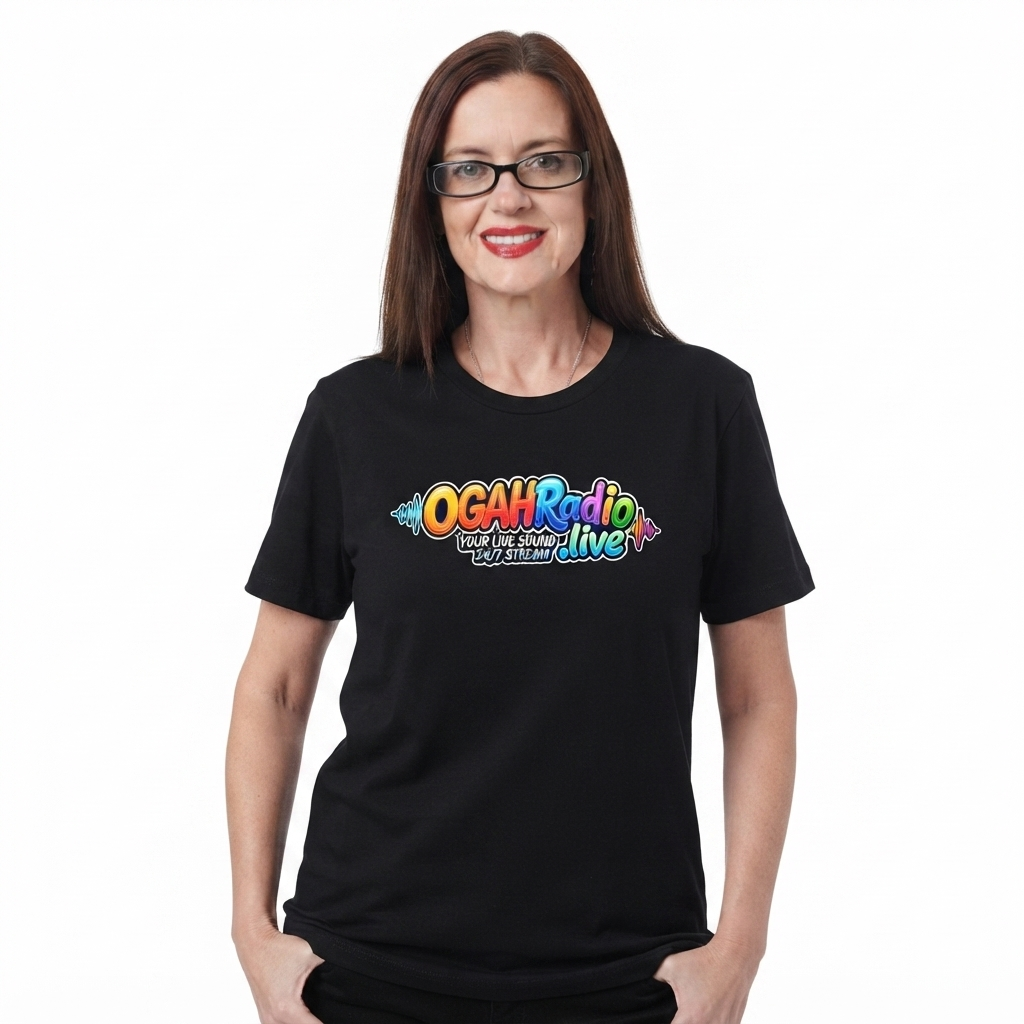 OGAHRADIO.live - Your Live Sound 24/7 Stream Black Tee - Image 3