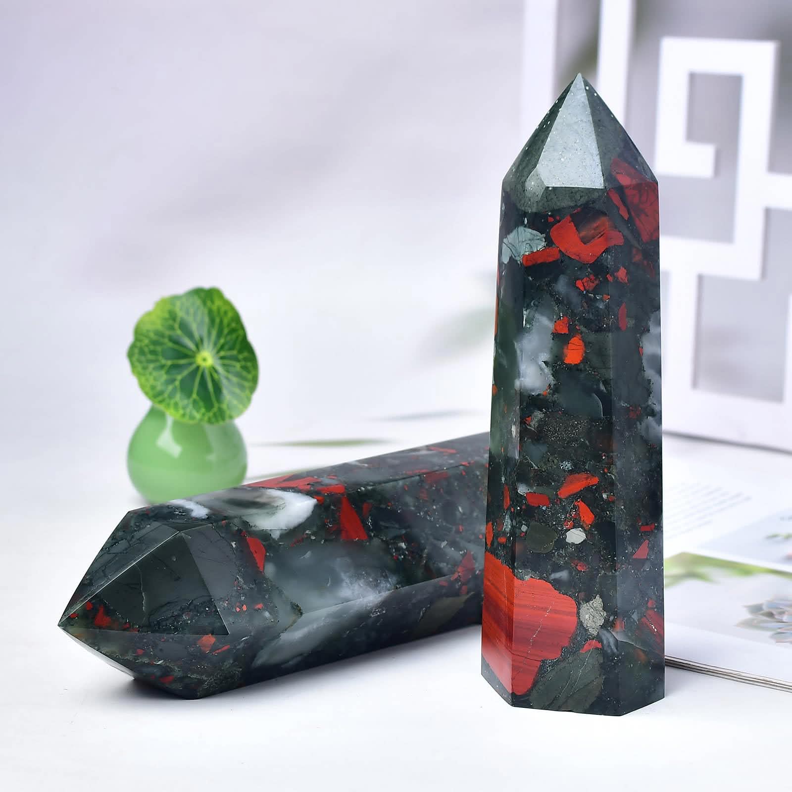 African Bloodstone Obelisk Crystal Wand - Image 3
