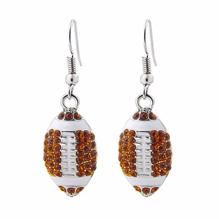 Sparkling Cubic Zirconia Football Damgle Earrings (New)
