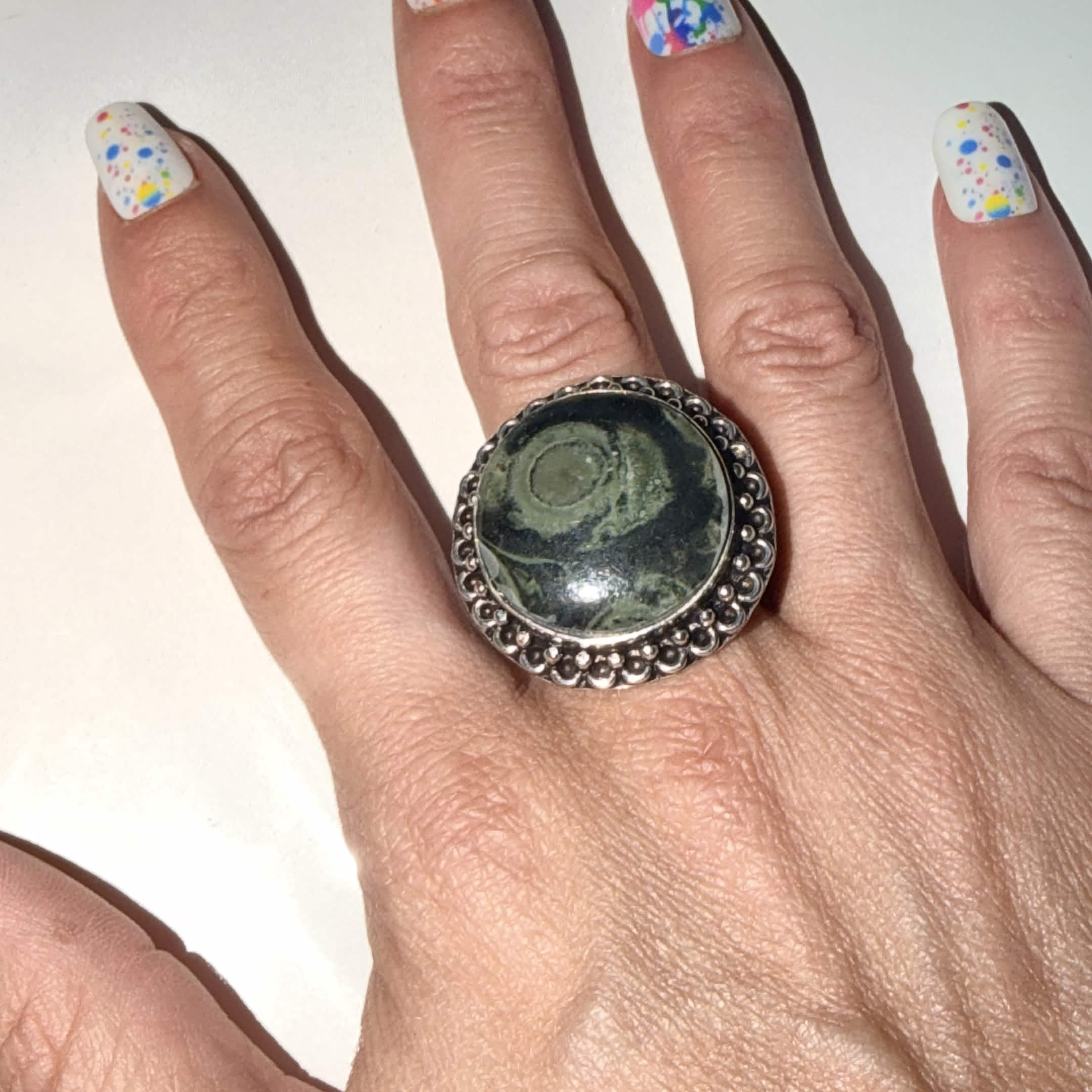 New Artisan Kambamba Jasper 925 Sterling Silver Octopus Tentacles Ring 7 OOAK - Image 2