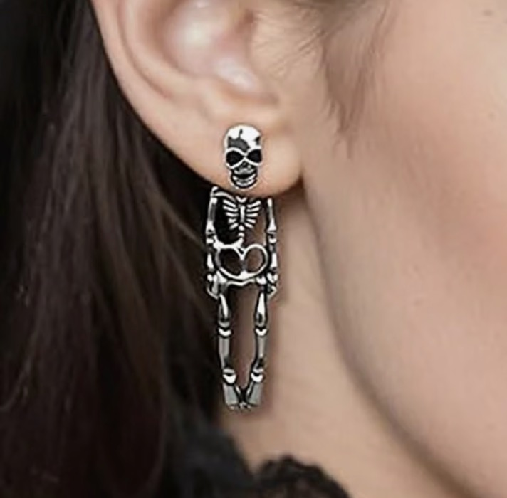 Gothic Skeleton Full Body Stud Earrings - Image 4