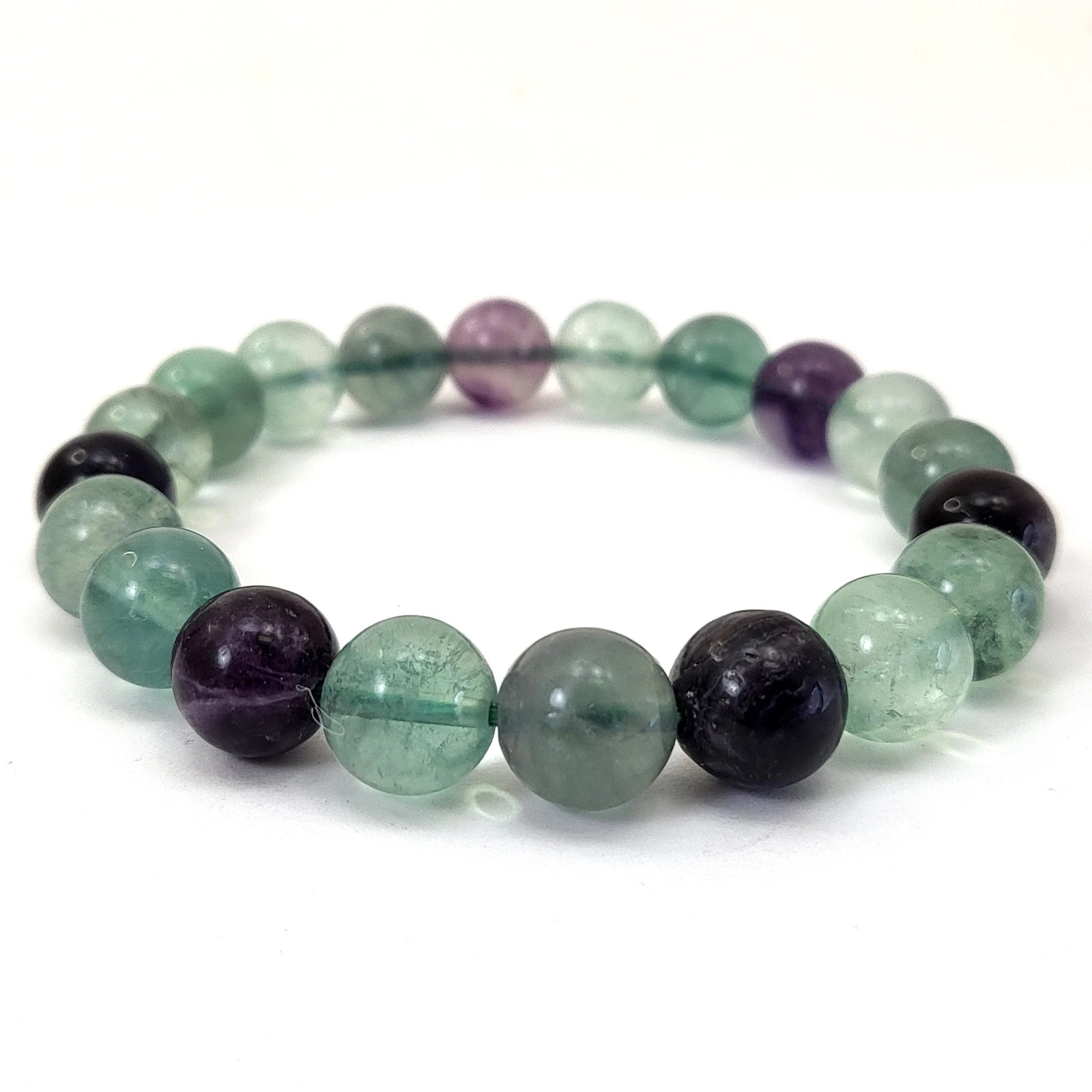 Rainbow Fluorite UV Beaded Stretchy Bracelet, 6mm