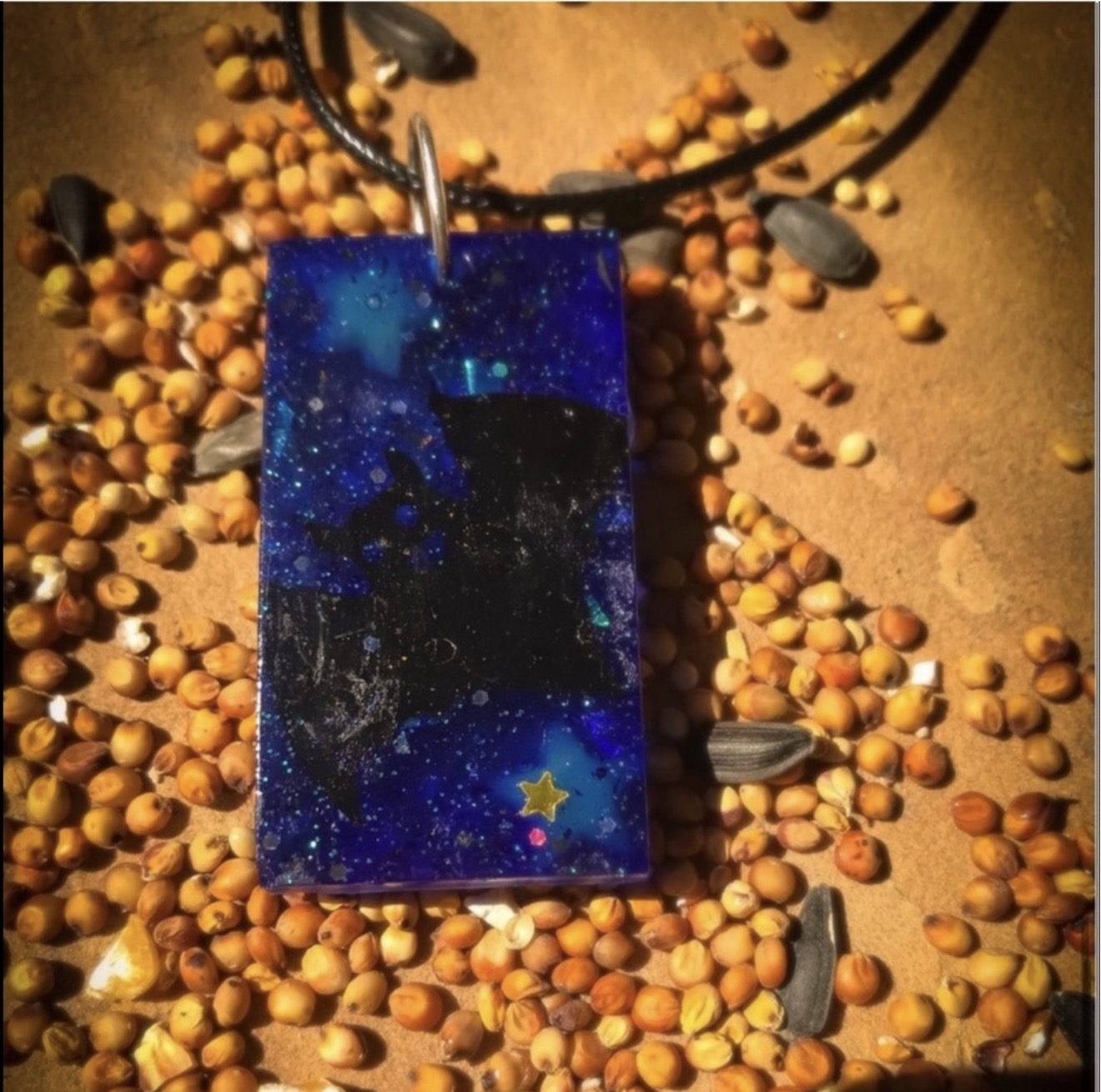 New Handmade Glow In The Dark Blue & Black Bat Necklace Great For Halloween - Image 4