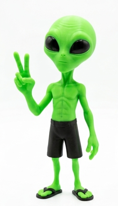 Peace Out" Alien Figurine — 3D Printed Statue