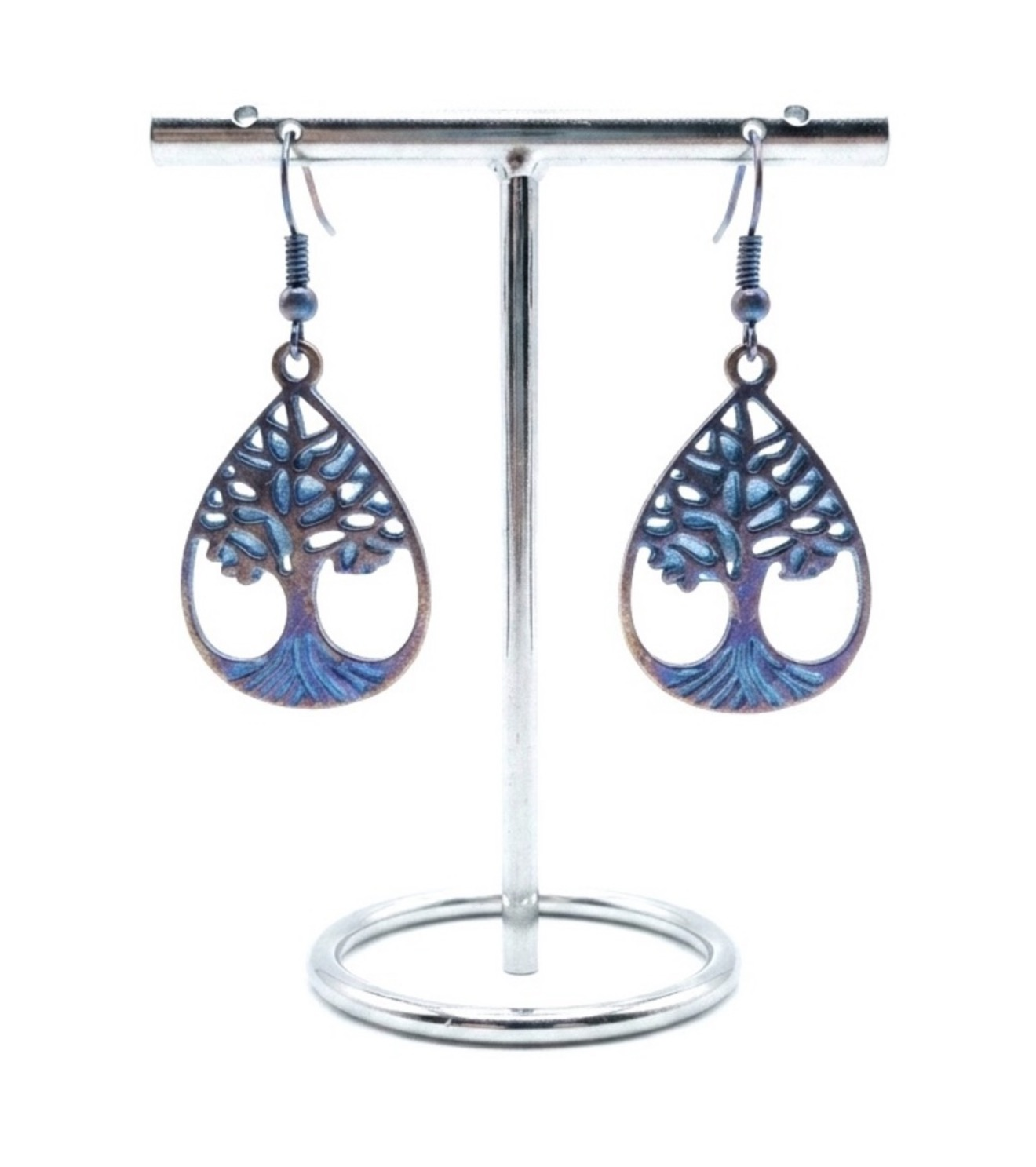 New Green Patina Bronze Celtic Spiritual Tree of Life Bohemien Dangle Earrings