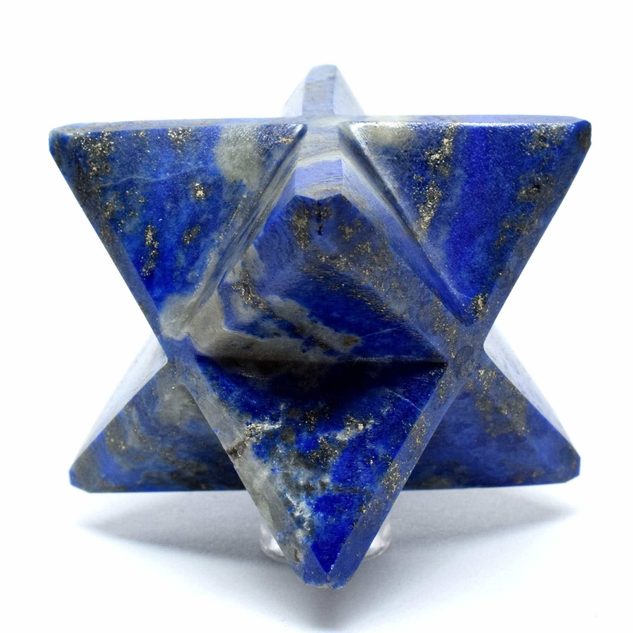 Lapis Lazuli Destiny 3 Ghost Merkaba Star Polished Stainless Steel Necklace 20” - Image 2