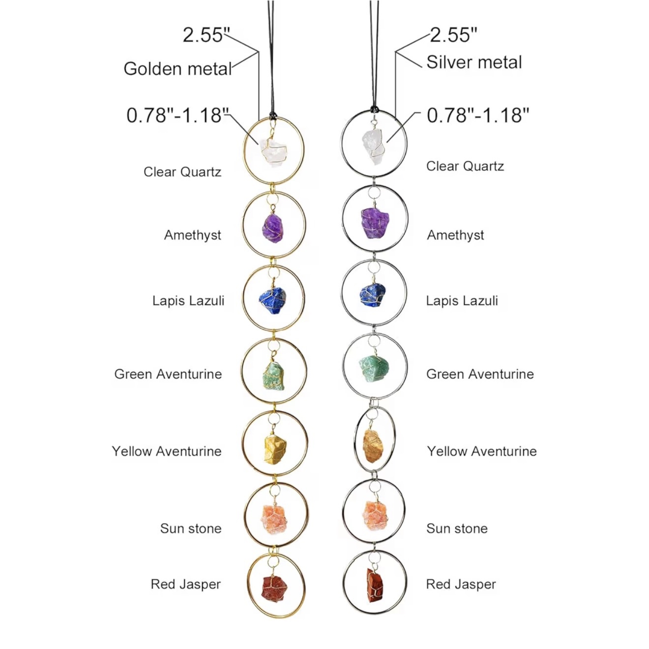 Natural Raw Crystal Stone 7 Chakras Hanging Wall Decor Outside/Inside - Image 3