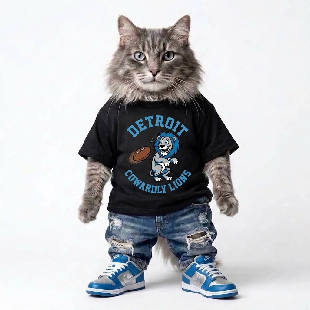 Detroit Cowardly Lions" Graphic Tee (this-is-not-ok.com) By CaddyMeng - Image 2