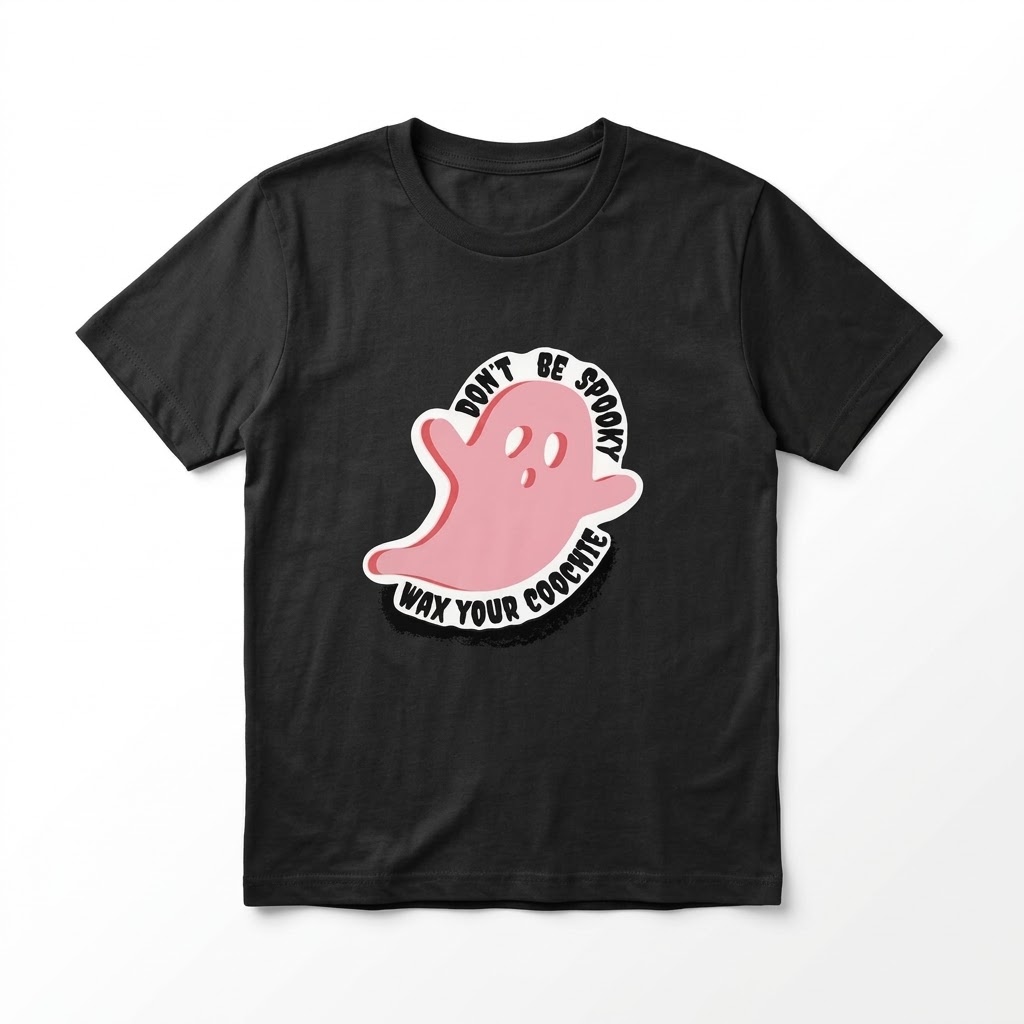 Don’t Be Spooky, Wax Your Coochie" Funny Halloween Graphic Tee By CaddyMeng