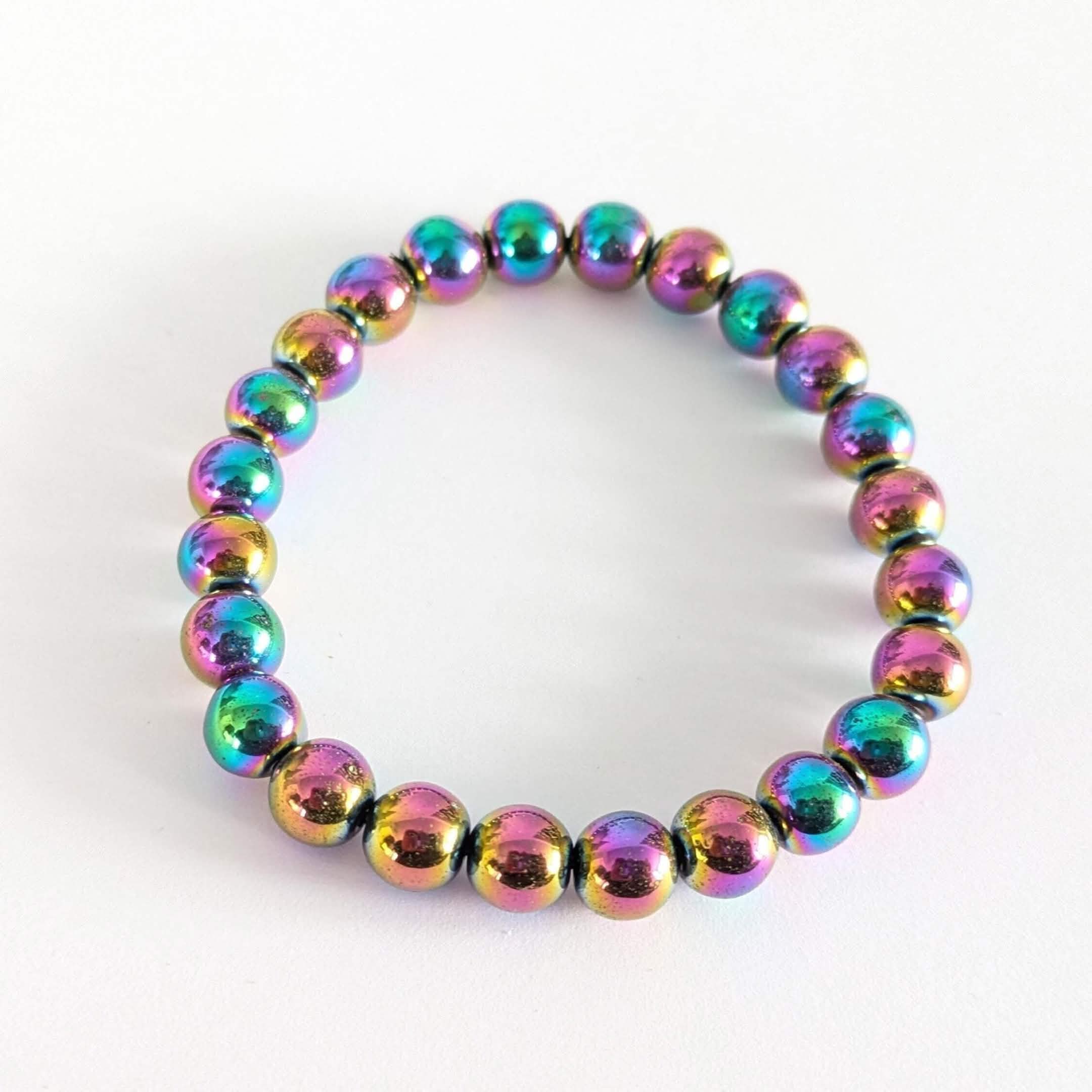 Rainbow Hematite Crystal Bracelet. 8mm