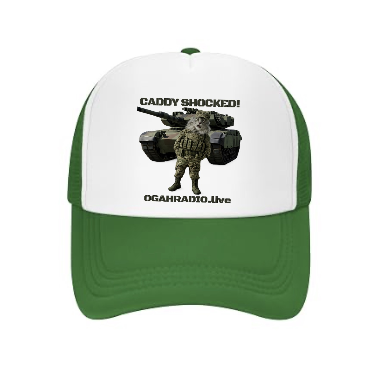 OGAHRADIO.live "Caddy Shocked!" Classic Trucker Hat - Green/White