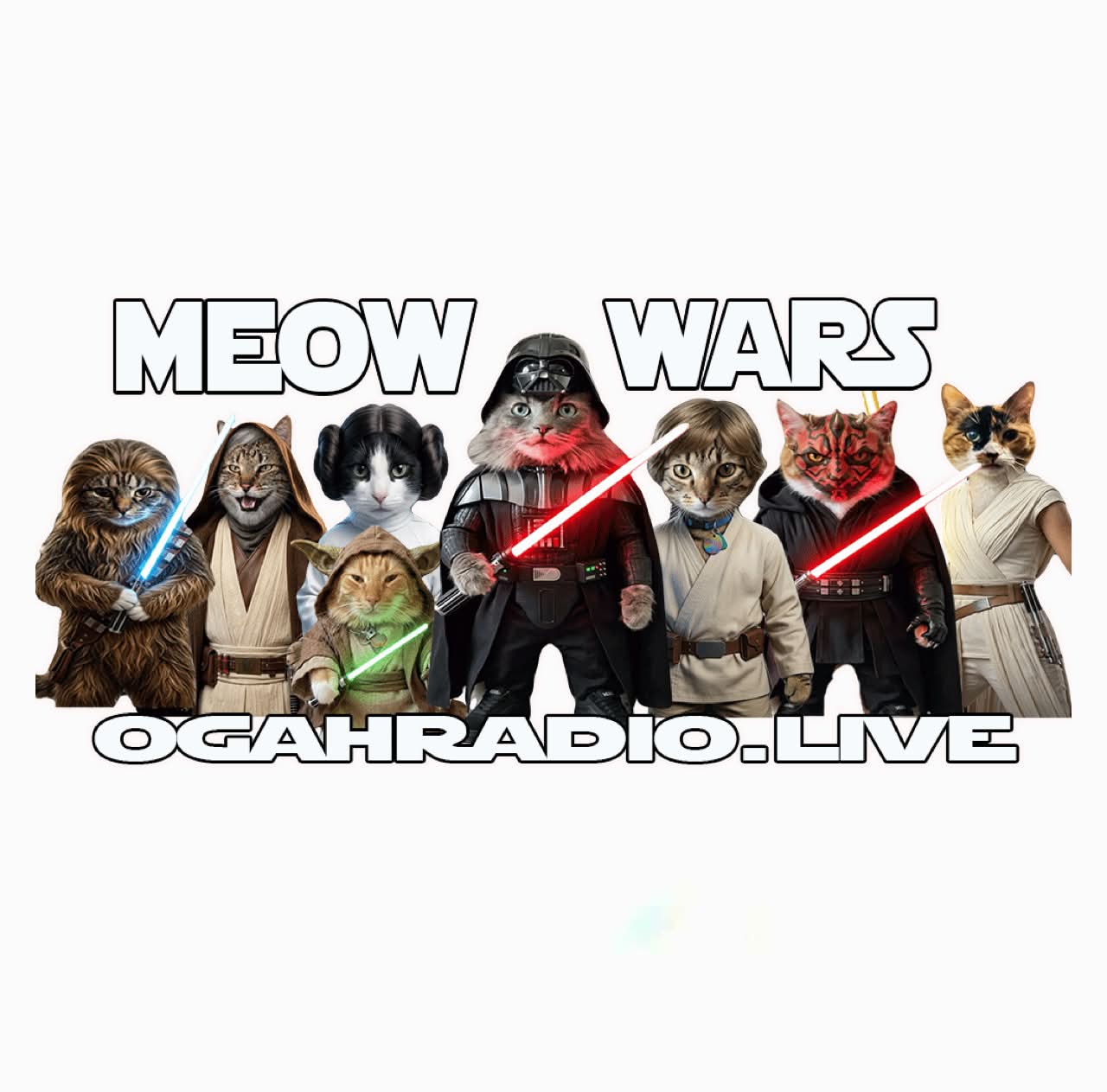 OGAHRADIO.live: Meow Wars Graphic T-Shirt - Image 2