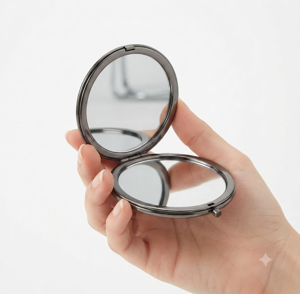 OGAHRADIO Engraved Sleek Gunmetal Compact Mirror - Image 2