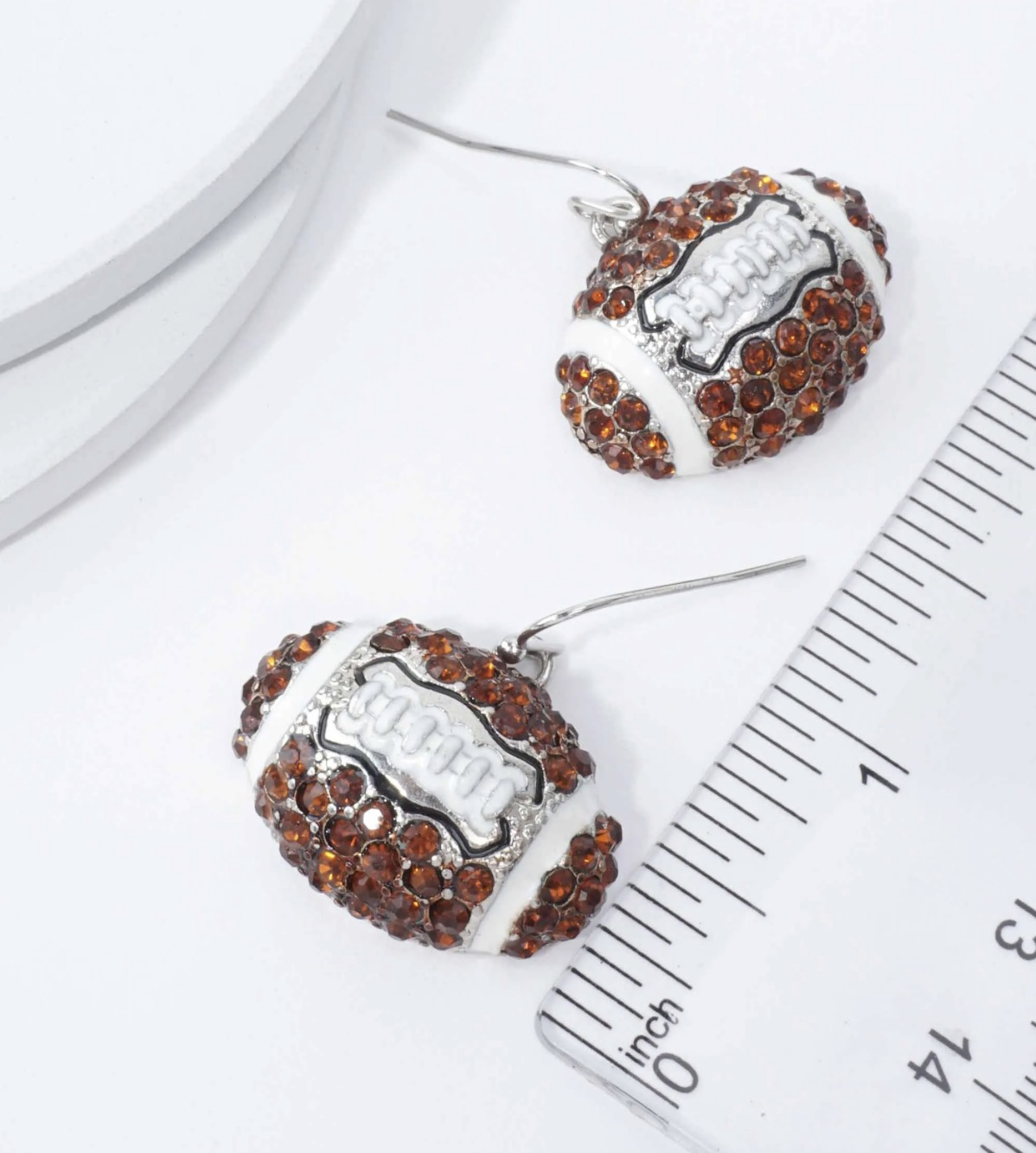 Sparkling Cubic Zirconia Football Damgle Earrings (New) - Image 2