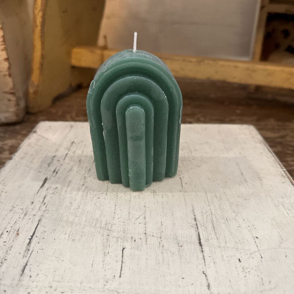 Sage Green Arch Pillar Candle (Unsented) - Image 2