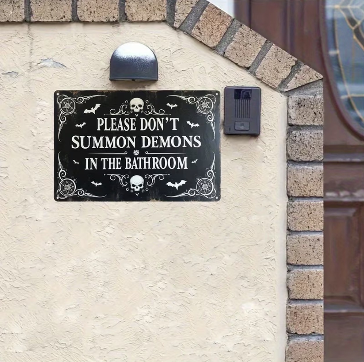 lease Don't Summon Demons in the Bathroom" Wooden Wall Plaque (this-is-not-ok.com) By CaddyMeng - Image 4