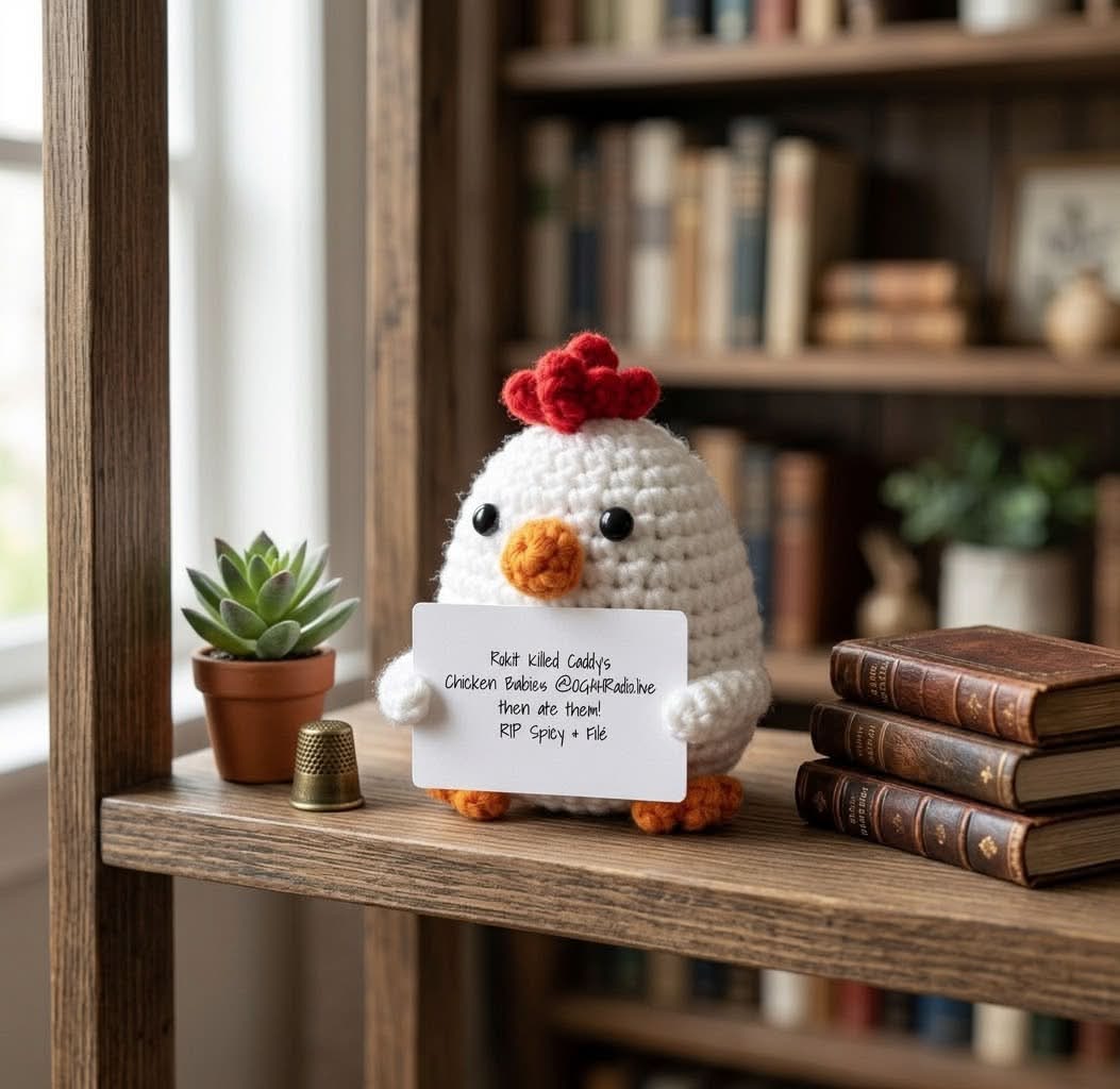 OGAHRADIO.live "RIP Spicy & Filé" Memorial Crochet Chicken - Image 2