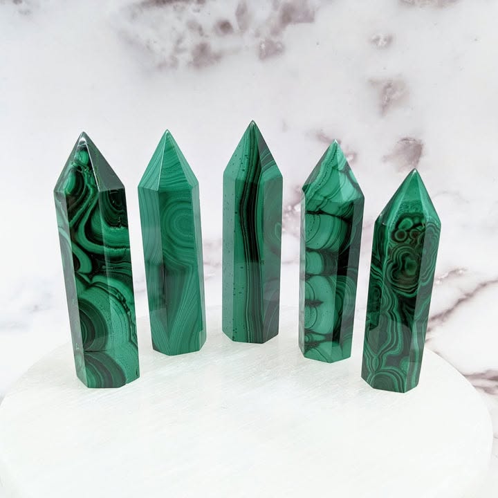 Malacite Natural Healing Crystal Tower Height 1.26*0.32” - Image 3
